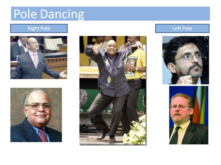 A recent presentation slide - showing the degree of schizophrenia that everyone who watches our politics senses about the conjuncture